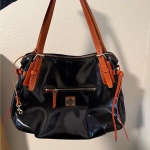 Dooney & Bourke Black and Brown Shoulder Bag